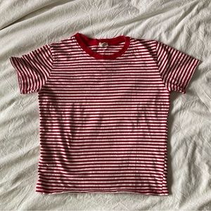 Brandy Melville Red and White Striped Cropped Tee